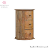 Light Brown Solid Wood - Cylindrical Chest - 3 Drawers | Unique Modern Design - Petalwood Interiors