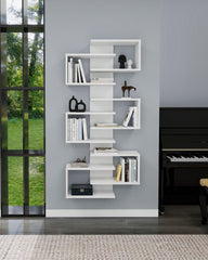Melamine Particleboard Floating Bookcase - Lotus Geometric Open Shelves