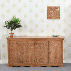 Carved Mango Wood Sideboard - Extra Large 4-Door Storage