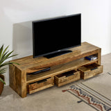 Mango Wood TV Stand - Merlin Large 3-Drawer Media Storage - 150cm