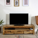Mango Wood TV Stand - Merlin Large 3-Drawer Media Storage - 150cm