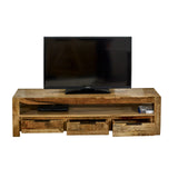 Mango Wood TV Stand - Merlin Large 3-Drawer Media Storage - 150cm