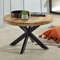 Mango Wood Coffee Table - Merlin Round Spider Leg Design - 80cm