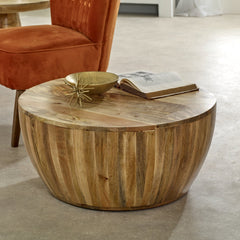 Mango Wood Coffee Table - Merlin Drum Design - 80cm