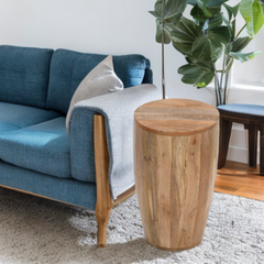 Mango Wood Side Table - Merlin Drum Design - 35cm