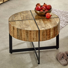 Mango Wood Coffee Table - Merlin Metal Legs - 70cm