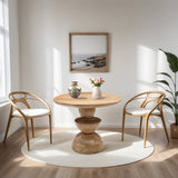 Mango Wood Dining Table - Merlin Round Pedestal Design
