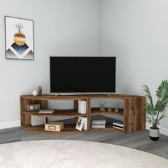 Melamine Particleboard Corner TV Stand - Banas Convertible 4-Tier Storage - Fits TVs Up To 78"
