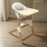 MICO High Chair - Beige Padded Seat & Wood-Effect Legs