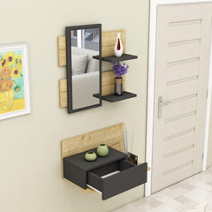 Melamine Particleboard Console Table - Alloro Wall-Mounted Mirror & Drawer