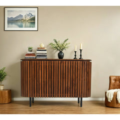 Mango Wood Sideboard - Compton 2-Door Slatted Storage