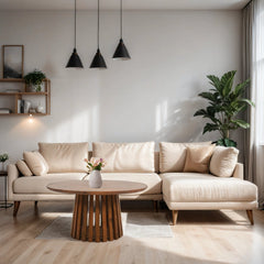 Mango Wood Coffee Table - Compton Round Slatted Design