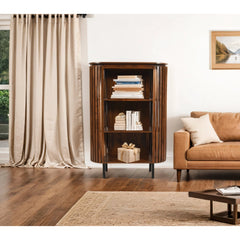 Mango Wood Bookcase - Compton 3-Tier Open Shelving - 165cm