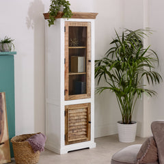 Solid Mango Wood Bookcase - Bianco White Open Storage - 175cm