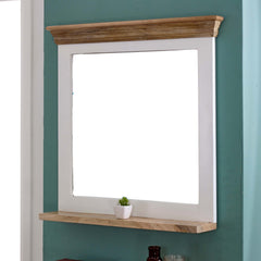 Solid Mango Wood Wall Mirror - Bianco White Frame - 73cm