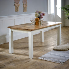 Solid Mango Wood Dining Table - Bianco White 6-Seater - 170cm