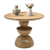 Mango Wood Dining Table - Merlin Round Pedestal Design