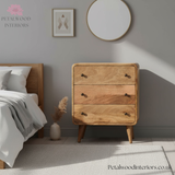 Mini Chest of Drawers Solid Wood - Curved Edges Storage - Compact Bedroom Furniture - Timeless Design - Petalwood Interiors - Front