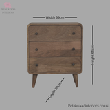 Mini Chest of Drawers Solid Wood - Curved Edges Storage - Compact Bedroom Furniture - Timeless Design - Petalwood Interiors - Front