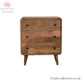 Mini Chest of Drawers Solid Wood - Curved Edges Storage - Compact Bedroom Furniture - Timeless Design - Petalwood Interiors - Front