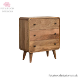 Mini Chest of Drawers Solid Wood - Curved Edges Storage - Compact Bedroom Furniture - Timeless Design - Petalwood Interiors - Side