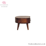 Mini Coffee Table Solid Wood - Drawer & Open Storage - Rounded Edges - Bedroom Side Table - Timeless Design - Petalwood Interiors - Side