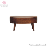 Mini Coffee Table Solid Wood - Drawer & Open Storage - Rounded Edges - Bedroom Side Table - Timeless Design - Petalwood Interiors - Back