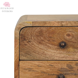 Mini Curved Bedside Table - 100% Solid Wood - 2 Drawers - Recession Collection - 55cm H - Timeless Design - Petalwood Interiors
