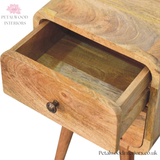 Mini Curved Bedside Table - 100% Solid Wood - 2 Drawers - Recession Collection - 55cm H - Timeless Design - Petalwood Interiors