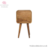 Mini Curved Bedside Table - 100% Solid Wood - 2 Drawers - Recession Collection - 55cm H - Timeless Design - Petalwood Interiors- Back
