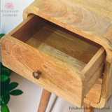 Mini Curved Bedside Table - 100% Solid Wood - 2 Drawers - Recession Collection - 55cm H - Timeless Design - Petalwood Interiors