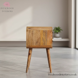 Mini Curved Bedside Table - 100% Solid Wood - 2 Drawers - Recession Collection - 55cm H - Timeless Design - Petalwood Interiors- Side