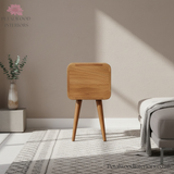 Mini Curved Bedside Table - 100% Solid Wood - 2 Drawers - Recession Collection - 55cm H - Timeless Design - Petalwood Interiors- Back