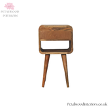 Mini Curved Bedside Table - Solid Wood Side Table - Drawer & Open Storage - Timeless Design - Petalwood Interiors - Back