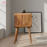 Mini Curved Bedside Table - Solid Wood Side Table - Drawer & Open Storage - Timeless Design - Petalwood Interiors - Side
