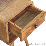 Mini Curved Bedside Table - Solid Wood Side Table - Drawer & Open Storage - Timeless Design - Petalwood Interiors