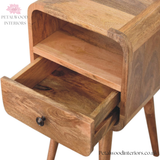 Mini Open Bedside Table - 100% Solid Wood - Curved Edges - Versatile Design - Timeless Design - Petalwood Interiors