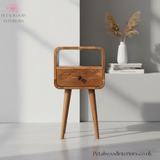 Mini Open Bedside Table - 100% Solid Wood - Curved Edges - Versatile Design - Timeless Design - Petalwood Interiors - Front