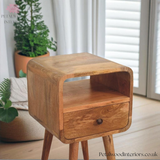 Mini Open Bedside Table - 100% Solid Wood - Curved Edges - Versatile Design - Timeless Design - Petalwood Interiors 