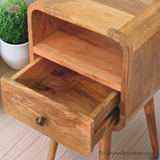 Mini Open Bedside Table - 100% Solid Wood - Curved Edges - Versatile Design - Timeless Design - Petalwood Interiors