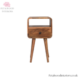 Mini Open Bedside Table - 100% Solid Wood - Curved Edges - Versatile Design - Timeless Design - Petalwood Interiors - Front