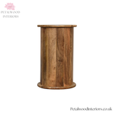 Mini Round Drum Chest - 3 Drawers - Handcrafted Solid Wood - Country Style - Bedside Table - Timeless Design - Petalwood Interiors- Back