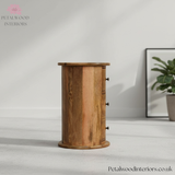 Mini Round Drum Chest - 3 Drawers - Handcrafted Solid Wood - Country Style - Bedside Table - Timeless Design - Petalwood Interiors- Side