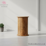 Mini Round Drum Chest - 3 Drawers - Handcrafted Solid Wood - Country Style - Bedside Table - Timeless Design - Petalwood Interiors- Back