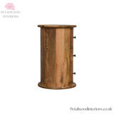 Mini Round Drum Chest - 3 Drawers - Handcrafted Solid Wood - Country Style - Bedside Table - Timeless Design - Petalwood Interiors- Side