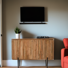 Solid Wood Sideboard - York Metal Legs & Storage Cabinet