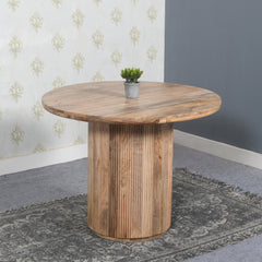 Solid Wood Dining Table - York Round Natural Design - 100cm
