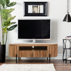 Solid Wood TV Cabinet - York Black Metal Legs - 140cm