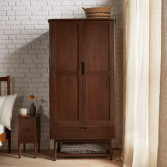 White Cedar Wardrobe - Norway Walnut Waxed Finish & Drawer Storage