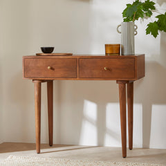 Solid Wood Console Table - Scandinavian Oslo Walnut - Handcrafted & Veneer Free